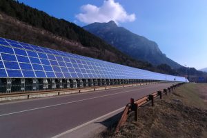 Solar panels along road or highway